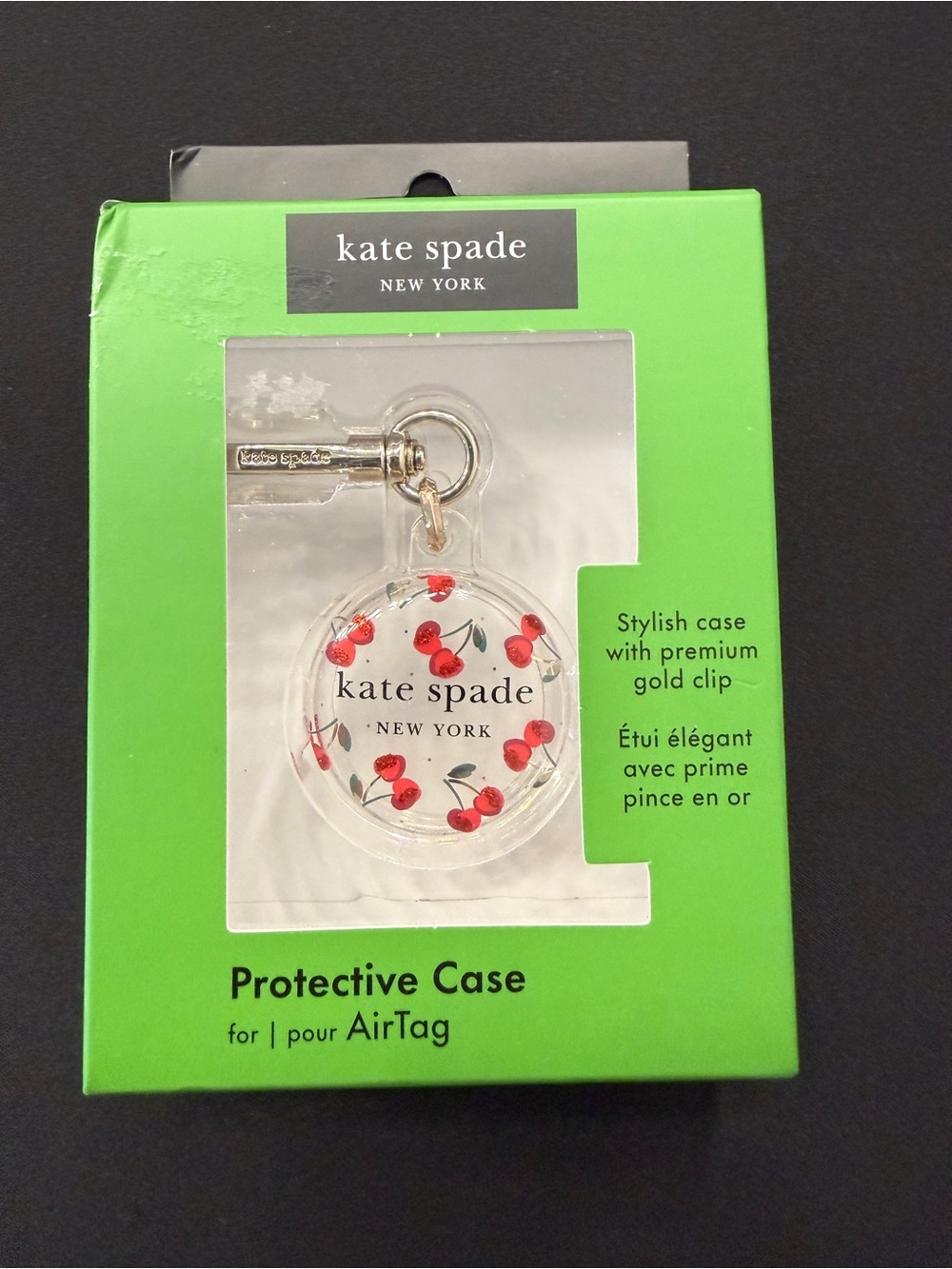 Kate Spade NY AirTag Case Keychain Cherry Design New In Box
